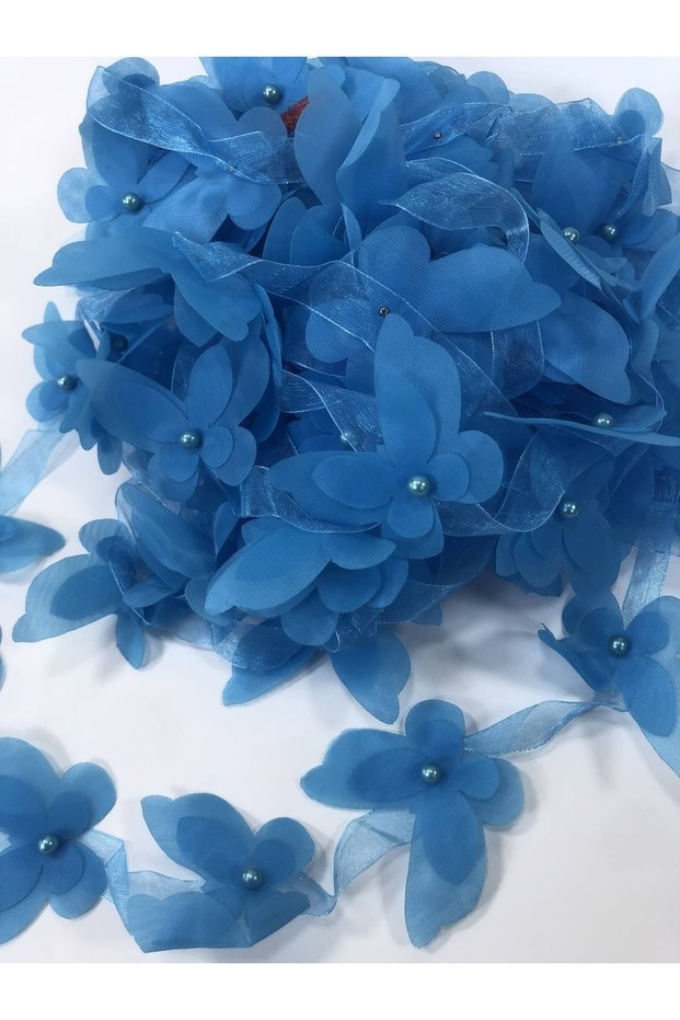 Turquoise Laser Cut Butterfly Ribbon Organza Fabric Artificial Flower 13 Pieces Butterfly – Decorative Ribbon – Dek