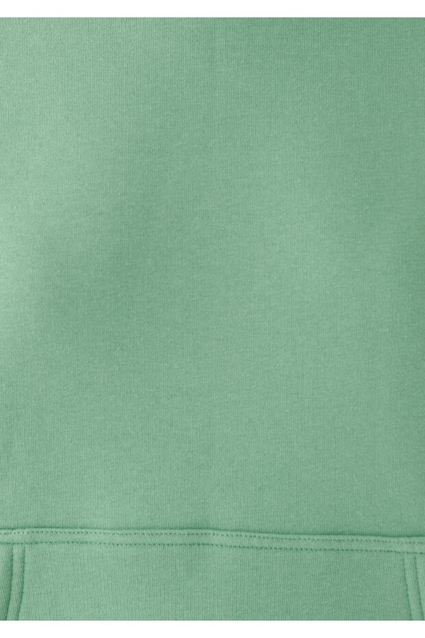 Kapüşonlu Yeşil Basic Sweatshirt 167299-71842 - 5