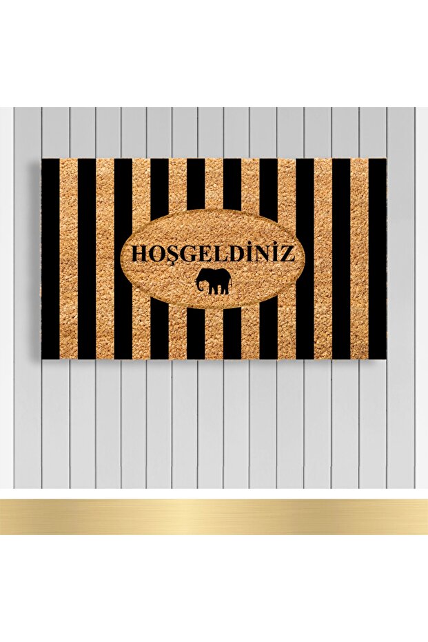 , Design Koko Kapı Önü Paspas / Pvc Taban / Model; Fil - Hoşgeldiniz - 1