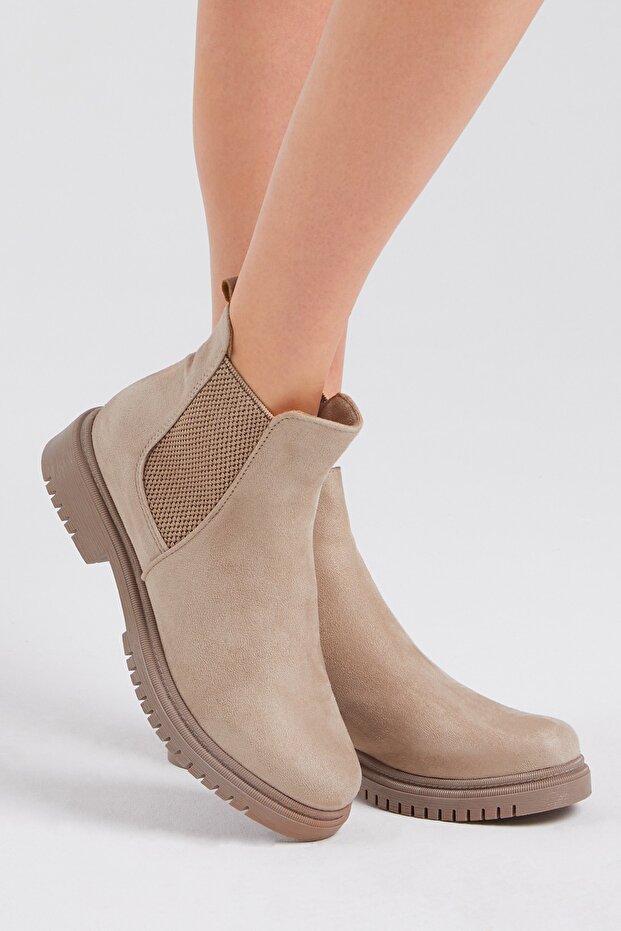 Női krémszínű velúr rugalmas, kényelmes penészcsizma - 5