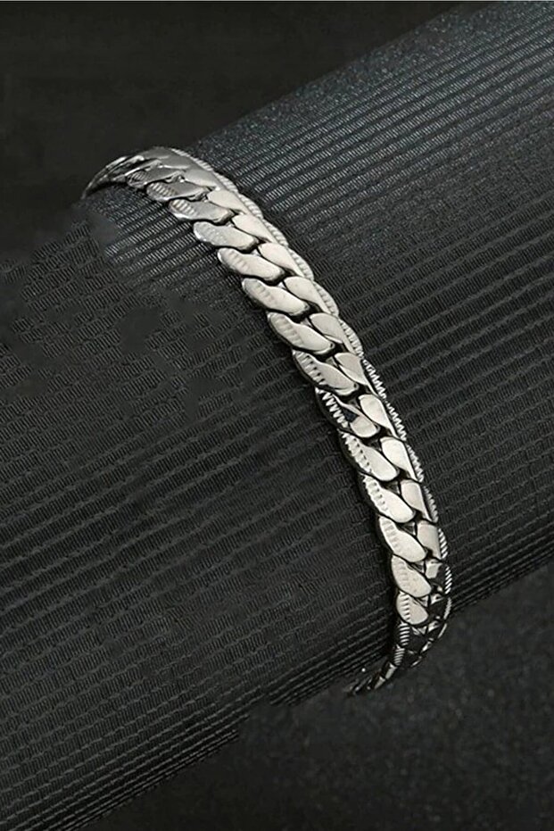 Urban Model Unisex Thick Silver Steel Bracelet