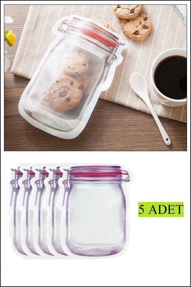 5 Pieces 500 Ml Jar Appearance Thick Ziplock Storage Bag
