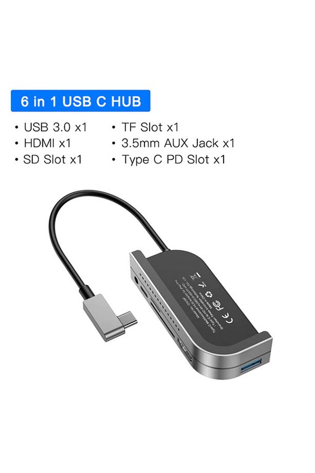 Bend Angle No.7 Hdmi Usb 3.0 Usb 6in1 Usb Type C Adeptör - 1