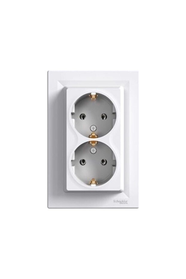 Schneider Eph9900121 Asfora White Double Grounded Socket - Framed