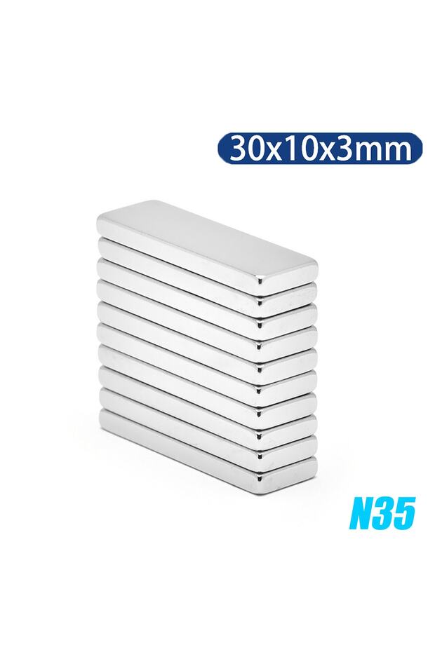 Köşeli Neodyum Mıknatıs Dikdörtgen 30x10x3 Mm - 5 Adet - 2