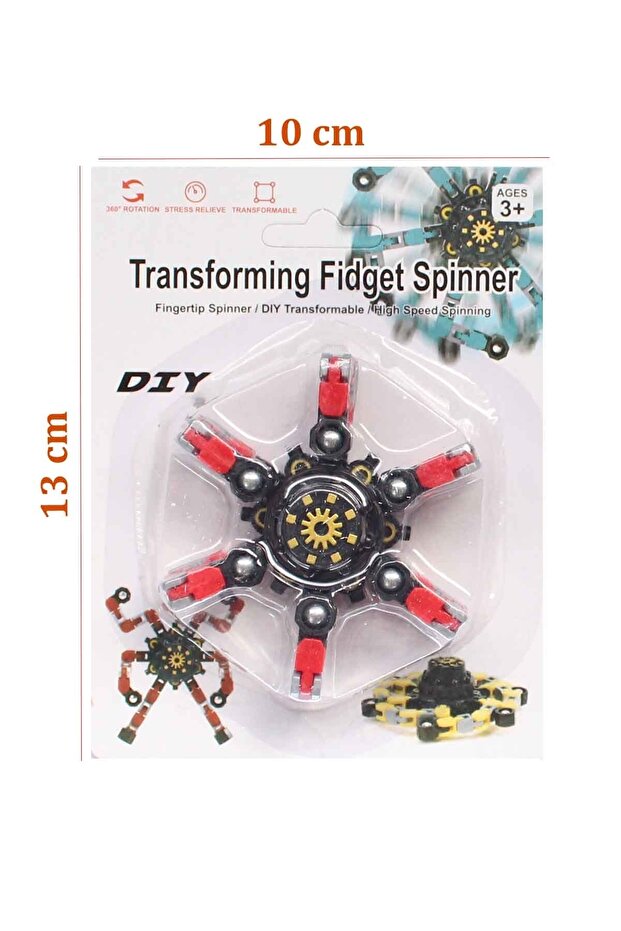 3 Adet Fidget Spinners Dönüştürülebilir Zincir Robot Oyuncak Stres Çarkı - 8