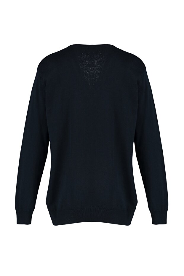 Lacivert Erkek Slim Fit Pamuklu V Yaka Düğmeli Hırka TMNAW21HI0274 - 10