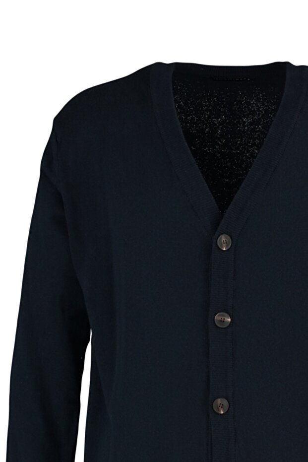 Lacivert Erkek Slim Fit Pamuklu V Yaka Düğmeli Hırka TMNAW21HI0274 - 12