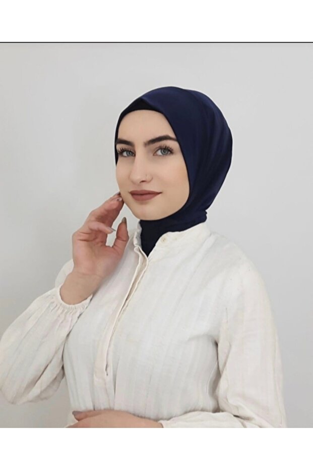 Eșarfă Hijab Snap Bone de damă bleumarin - 1