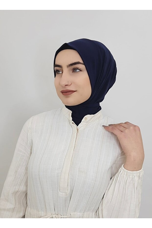 Eșarfă Hijab Snap Bone de damă bleumarin - 6
