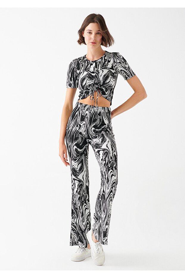 Jacquard-Hose in Schwarz und Weiß 1010244-82586 - 1