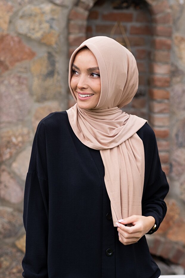 شال جاهز من القطن الممشط بني فاتح - 2