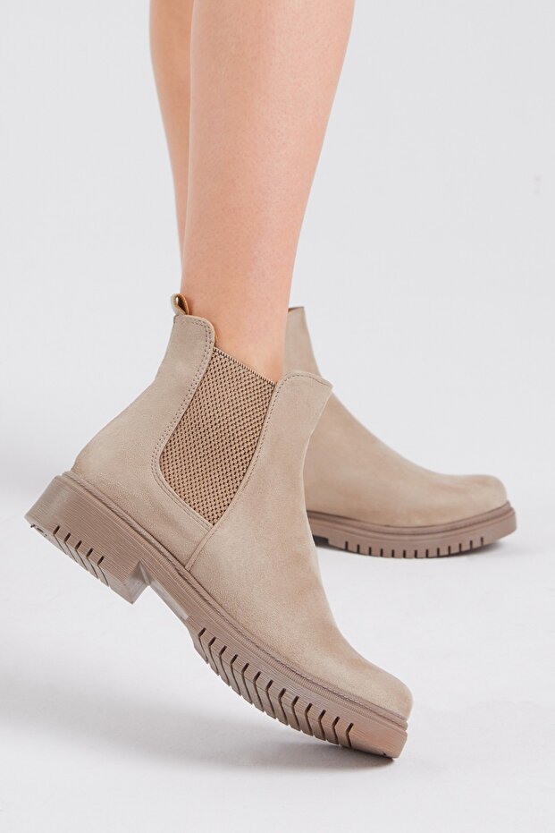 Női krémszínű velúr rugalmas, kényelmes penészcsizma - 4