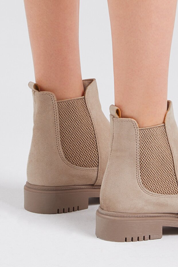 Női krémszínű velúr rugalmas, kényelmes penészcsizma - 6