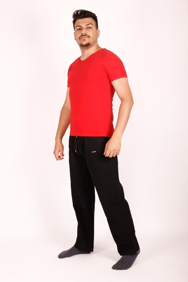 Unisex Raw Cloth Summer Comfortable Elastic Waist Corded Linen Look Cotton Trousers