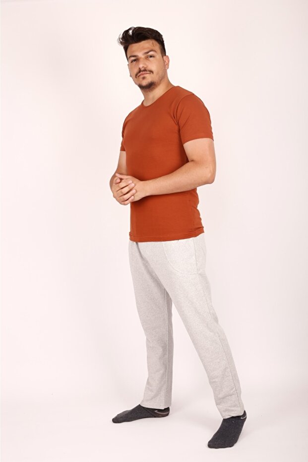 Unisex Raw Cloth Summer Comfortable Elastic Waist Corded Linen Look Cotton Trousers