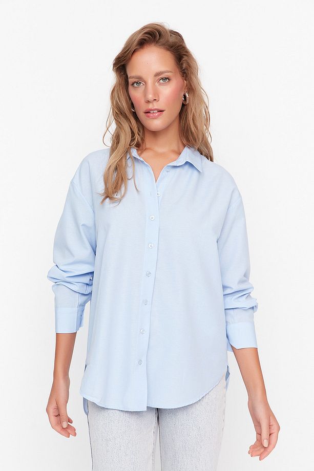 Mavi Loose Fit Pamuklu Dokuma Gömlek TWOAW20GO0107 - 2
