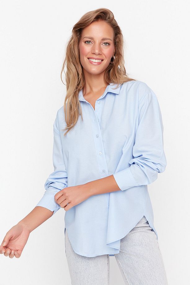 Mavi Loose Fit Pamuklu Dokuma Gömlek TWOAW20GO0107 - 3