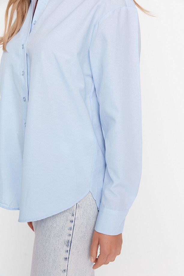 Mavi Loose Fit Pamuklu Dokuma Gömlek TWOAW20GO0107 - 4