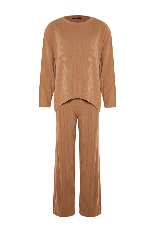 Komplet góra-dół w szeroki wzór Camel Basic Ribbed Knitwear TWOSS20AU0084 - 8