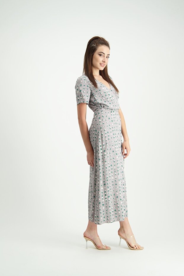 Desenli Anvelop Elbise - 4