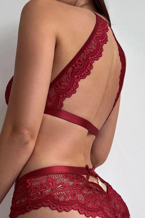 Detailní sada stylových kalhotek podprsenky s detailní krajkou na zádech - 2