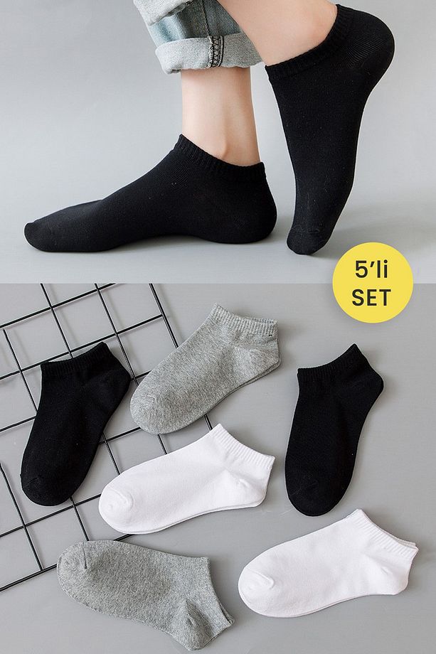 5 Çift Unisex Patik Çoraplar Seti - 1