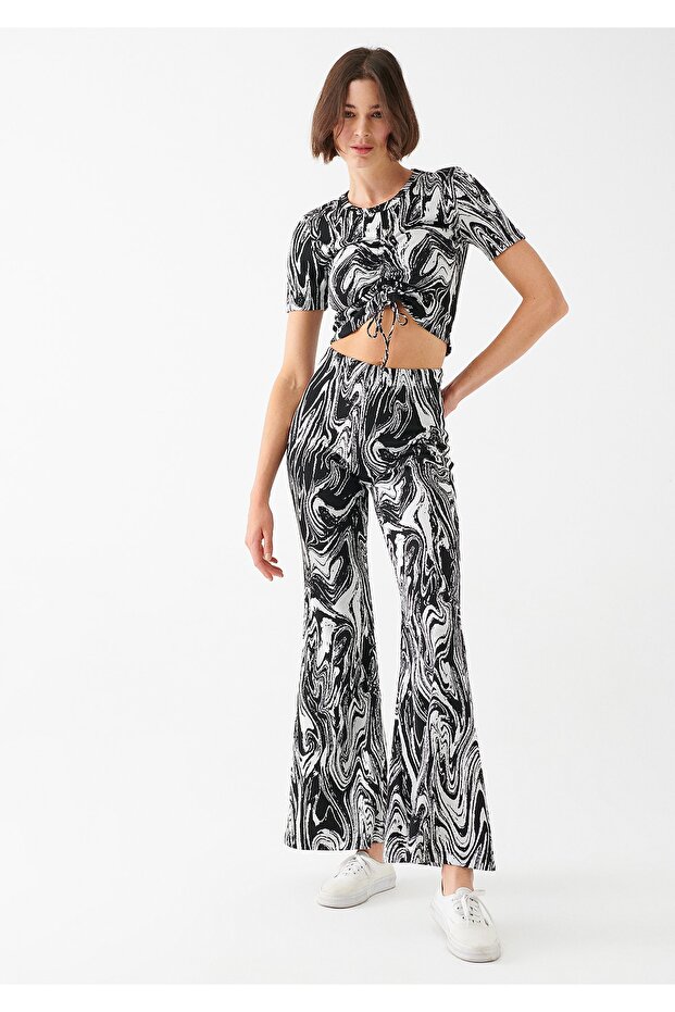 Jacquard-Hose in Schwarz und Weiß 1010244-82586 - 2