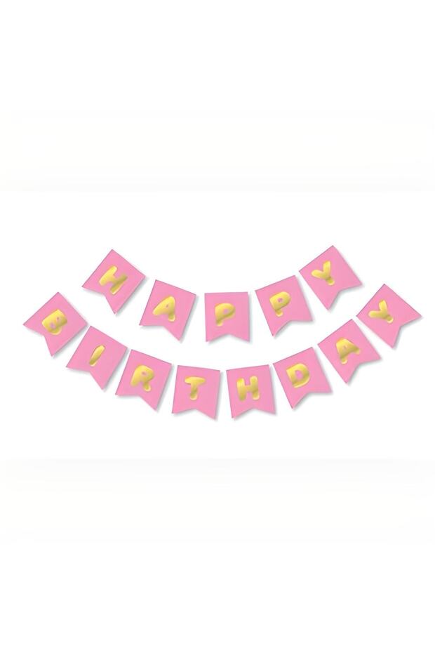 Pink Gold Gilded Happy Birthday Banner
