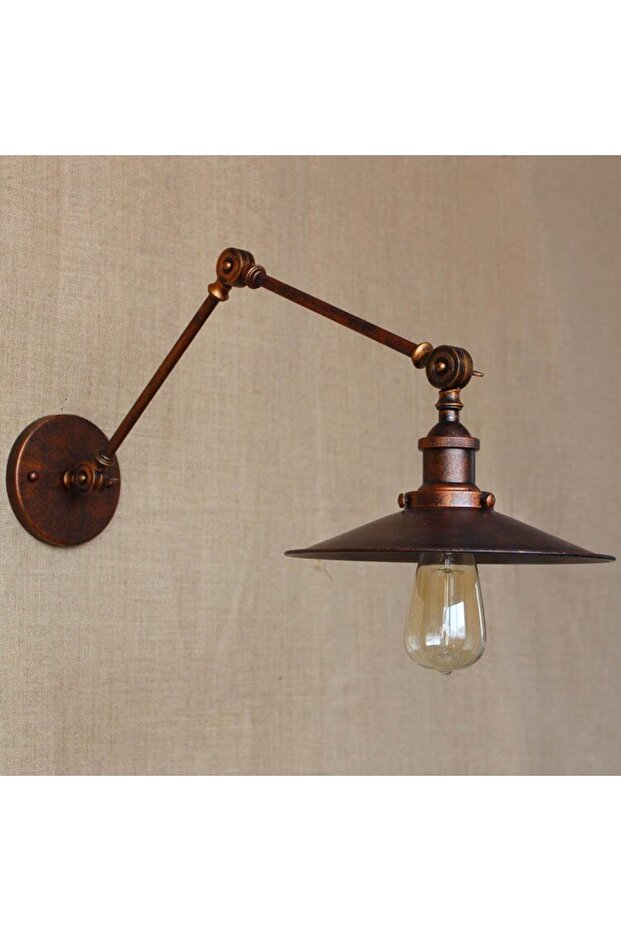 Retro Rustik Bakır Patinalı Üç Mafsallı Hareketli Başlık Akrobat Aplik Şapka Çapı:23cm - 1