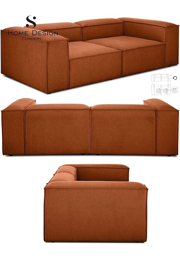 Frida 2 Modül Modüler Kanepe Koltuk Köşe, Keten, Kiremit - 3