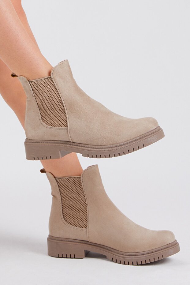 Női krémszínű velúr rugalmas, kényelmes penészcsizma - 1