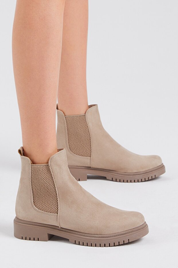 Női krémszínű velúr rugalmas, kényelmes penészcsizma - 2