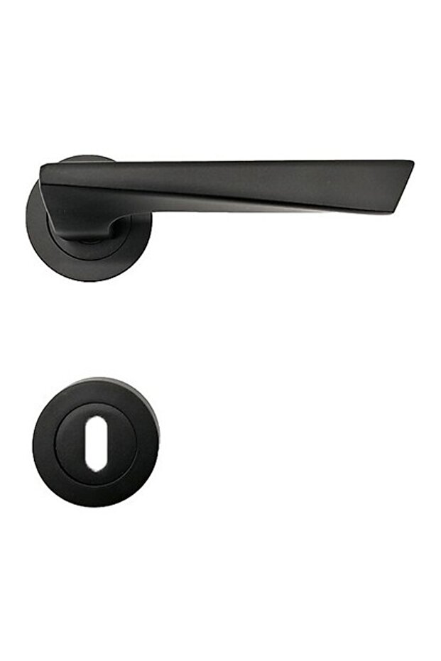 Matte Black Rosette Pyramid Room - Door Handle (Tk)