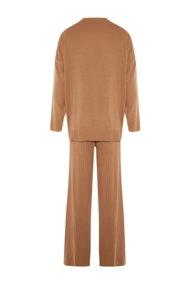 Komplet góra-dół w szeroki wzór Camel Basic Ribbed Knitwear TWOSS20AU0084 - 7