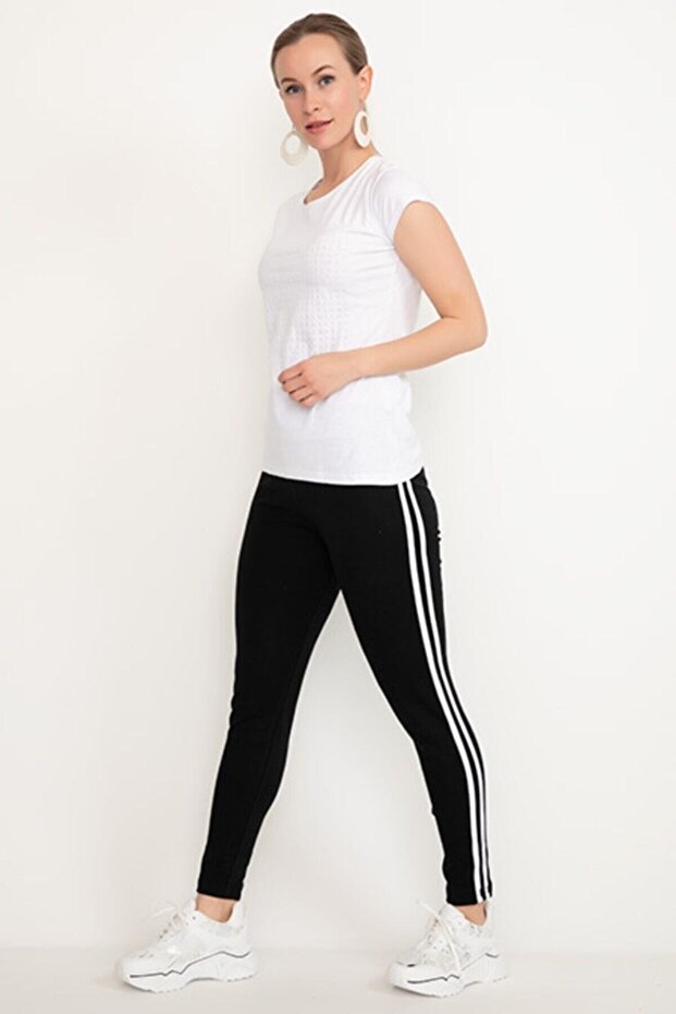 Şeritli Çelik Örme Penye Tayt - 3