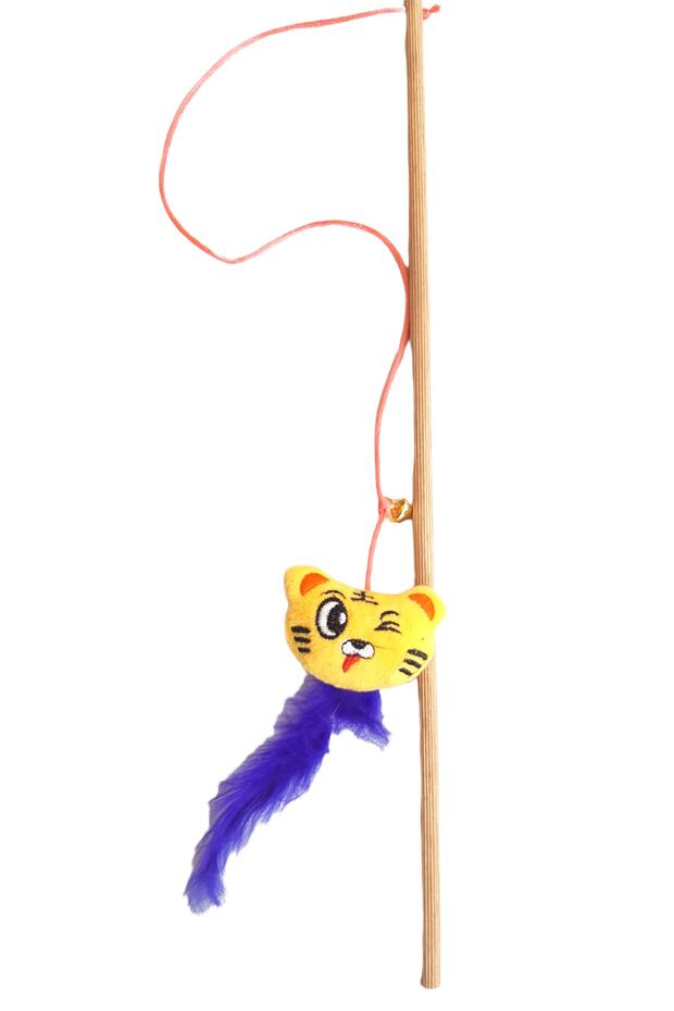 Plush Yellow Cat Toy with Bells Cat Fishing Rod