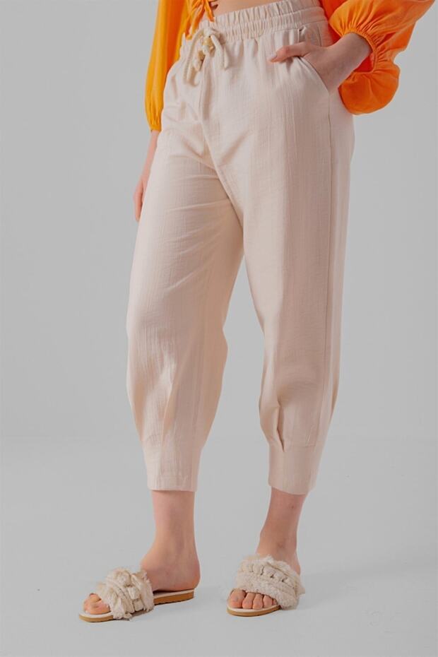 Ženske plisirane pantalone sa elastičnim strukom - 2