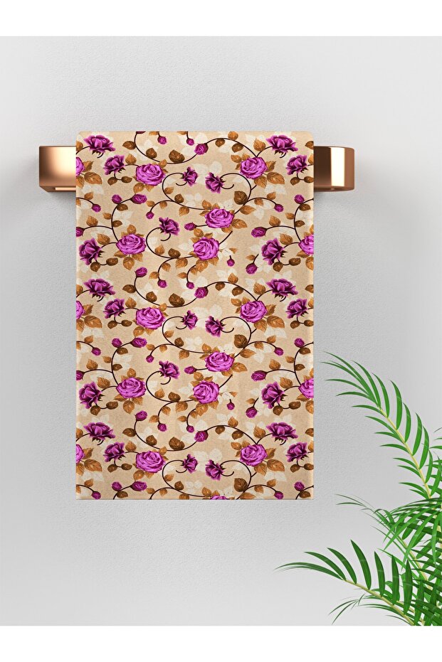 Erayshome Purple Floral Hand Towel