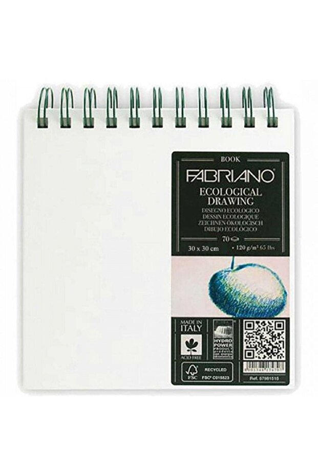 Ecological Drawing Book 120gr Squared Spiral Drawing Block 70 Pages 30x30cm