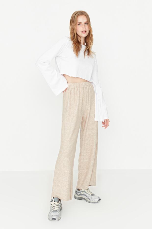 Bej Yumoş Örme Pantolon TWOAW21PL0094 - 2