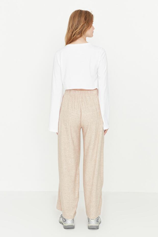 Bej Yumoş Örme Pantolon TWOAW21PL0094 - 5