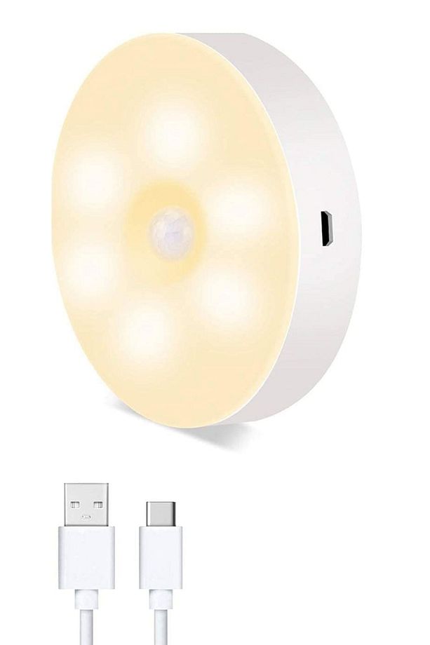 ® 2 Adet Hareket Sensörlü Usb Şarjlı Spot Lamba Mıknatıslı Ve Yapışkanlı Gün Işığı Renk Led - 3