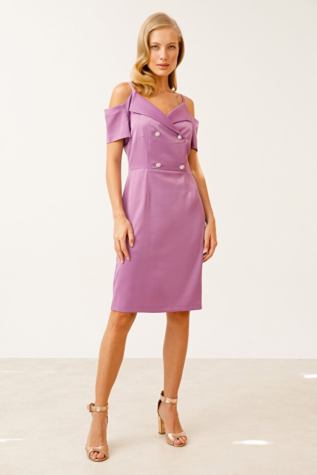 Süs Düğmeli Elbise - 2