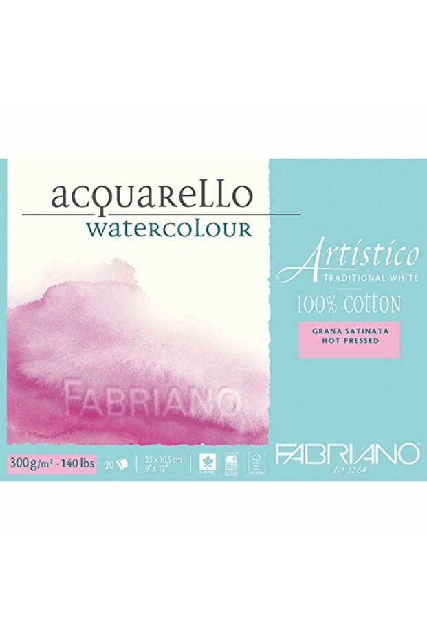 Artistico Traditional White Hot Pressed 300gr Watercolor Block 20 Sheets 23x30.5cm
