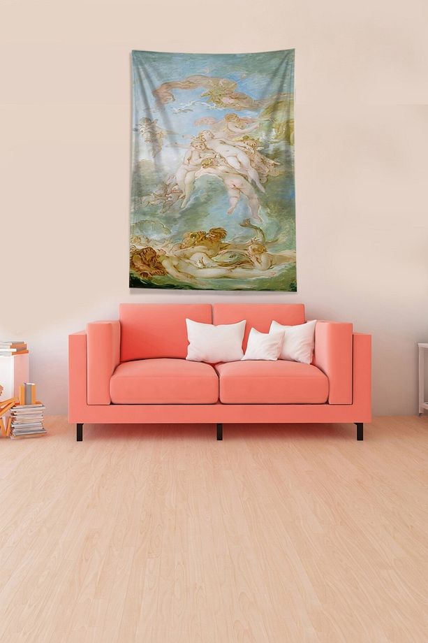 Çok Renkli Melekler Ve Insanlar Leke Tutmaz Kadife Kumaş Duvar Örtüsü Duvar Halısı Tapestry - 3