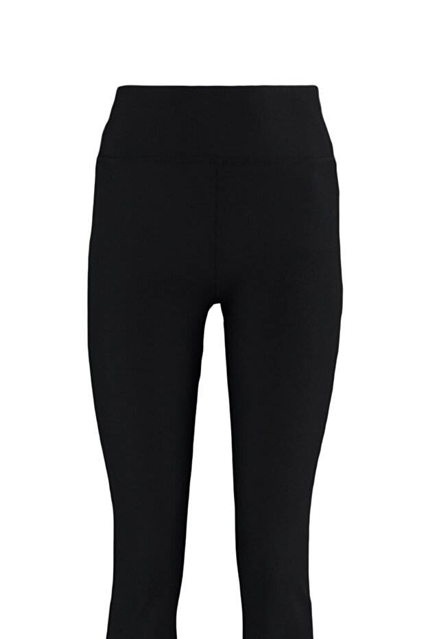 Siyah Fitilli İspanyol Paça Yoga Örme Spor Tayt TWOAW23TY00011 - 8