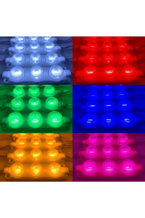 Mercek 3'lü Led 3 Watt - 12 Volt – Direk Güçlü Işık - Mavi - Kendinden Yapışkanlı - 10 Adet - 2