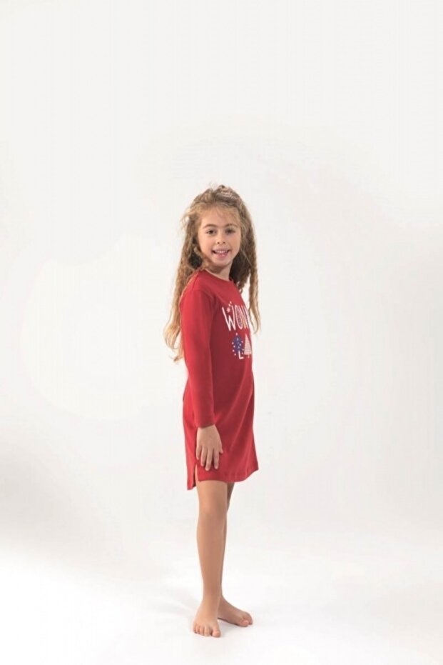 6644- Girl's Dress Nightgown Red