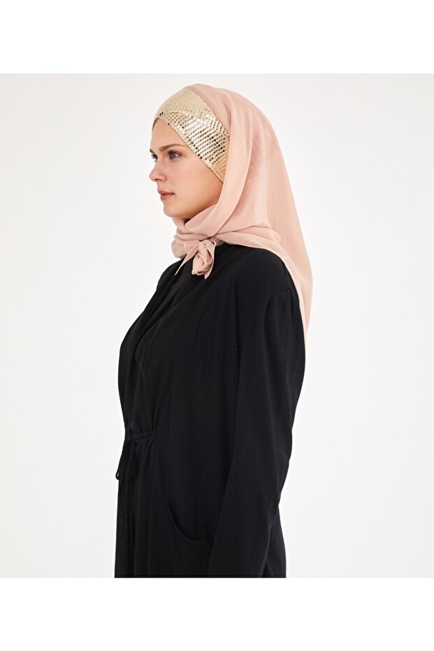 Üçgen Şifon Eşarp - Nude Gold - 3